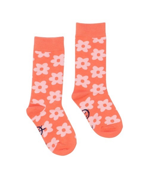 Wynken(ウィンケン)の「Wynken / フラワーソックス(ソックス/靴下・キッズ・ネイビー/オレンジ・6Y/4Y/2)」の1枚目の写真