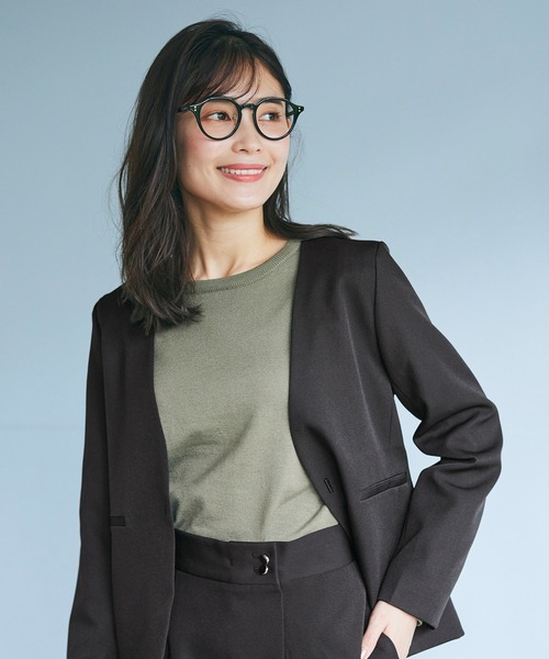 【美品】エポカ　ノーカラージャケット　スカート　スーツ　セットアップ　40 L EPOCA スーツ セットアップ ノーカラージャケット スカート