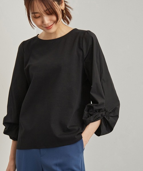 ROPE' PICNIC(ロペピクニック)の「袖ディティールポンチトップス(Tシャツ/カットソー・レディース・ベージュ/ワイン/ブラック系その他/ブラック・38)」の20枚目の写真