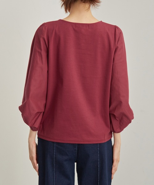 ROPE' PICNIC(ロペピクニック)の「袖ディティールポンチトップス(Tシャツ/カットソー・レディース・ベージュ/ワイン/ブラック系その他/ブラック・38)」の8枚目の写真