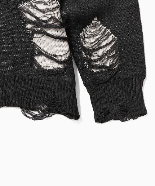 Theater code(シアターコード)の「hard damage knit/ ハード ダメージ ニット(ニット/セーター・メンズ・グレー/ブラック・3/2/S)」の16枚目の写真