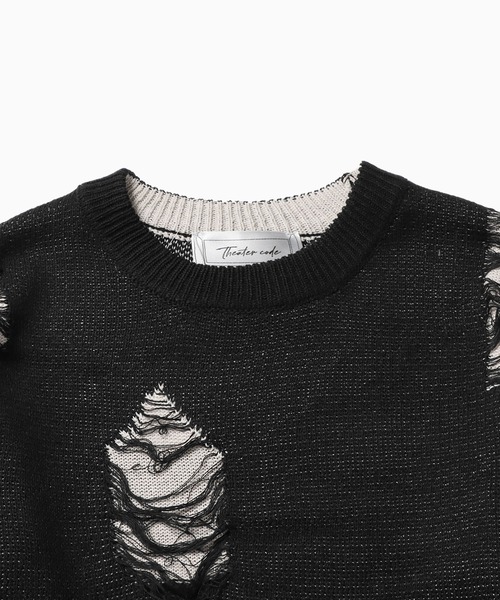 Theater code(シアターコード)の「hard damage knit/ ハード ダメージ ニット(ニット/セーター・メンズ・グレー/ブラック・3/2/S)」の20枚目の写真