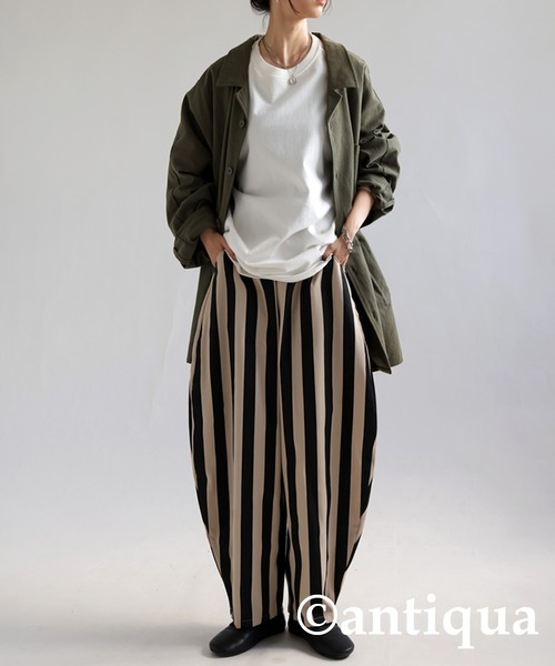 antiqua（アンティカ）の「ストライプサーカスパンツ（その他パンツ・レディース・ブラック×ベージュ・FREE）」の8枚目の写真