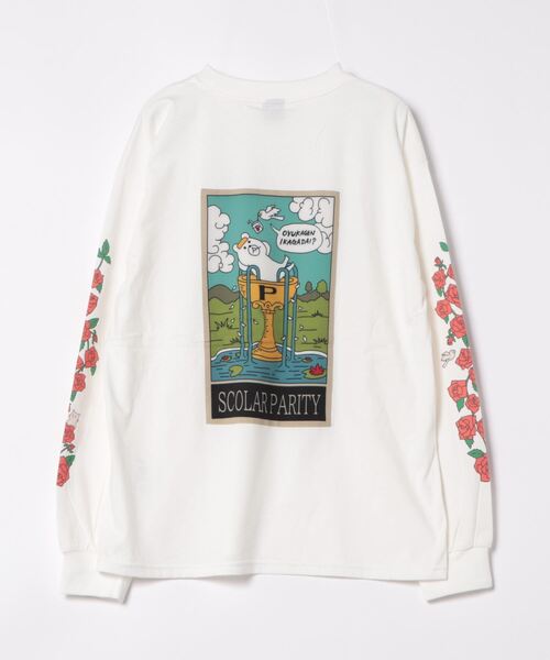 ScoLar Parity（スカラーパリティ）の「333019：タロットのカップで入浴中 パリティのクマ ロングスリーブTシャツ（Tシャツ/カットソー・レディース・オフホワイト/マスタード/ブラック・M）」の4枚目の写真