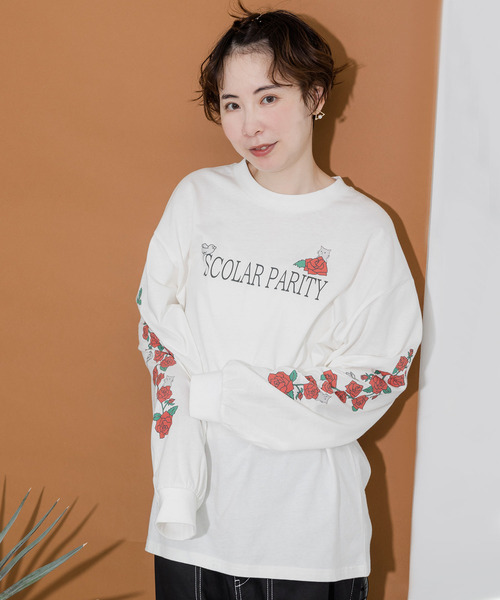 ScoLar Parity（スカラーパリティ）の「333019：タロットのカップで入浴中 パリティのクマ ロングスリーブTシャツ（Tシャツ/カットソー・レディース・オフホワイト/マスタード/ブラック・M）」の6枚目の写真