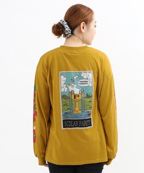 ScoLar Parity（スカラーパリティ）の「333019：タロットのカップで入浴中 パリティのクマ ロングスリーブTシャツ（Tシャツ/カットソー・レディース・オフホワイト/マスタード/ブラック・M）」の11枚目の写真