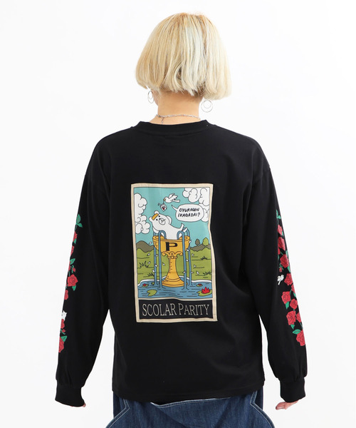 ScoLar Parity（スカラーパリティ）の「333019：タロットのカップで入浴中 パリティのクマ ロングスリーブTシャツ（Tシャツ/カットソー・レディース・オフホワイト/マスタード/ブラック・M）」の14枚目の写真