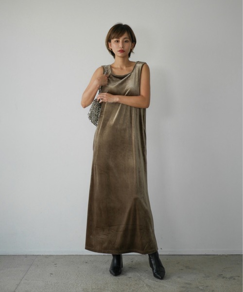 My shawty(マイシャウティー)の「velvet relax dress(ドレス・レディース・ブロンズ/ブラック/ブルー・FREE)」の14枚目の写真