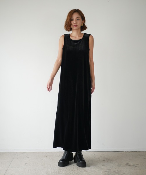 My shawty(マイシャウティー)の「velvet relax dress(ドレス・レディース・ブロンズ/ブラック/ブルー・FREE)」の10枚目の写真