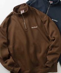 【0】【BEN DAVIS/ベンデイビス】ブランドネーム ワンポイント刺繍デザイン ヘビーウェイト ハーフジップスウェット/ HEAVY SWEAT HALF ZIP