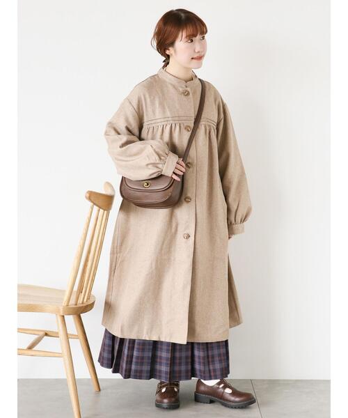 ehka sopo（エヘカソポ）の「ツイードタッチギャザーコート（その他アウター・レディース・ベージュ/チャコールグレー/ブラウン・F）」の3枚目の写真
