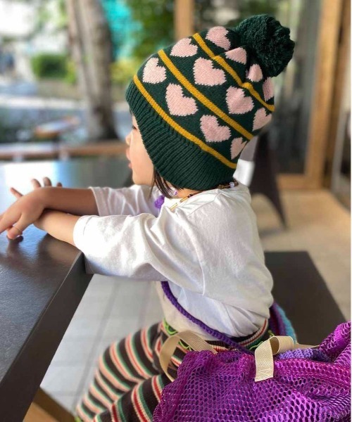 Casselini（キャセリーニ）の「Casselini(キャセリーニ)kidsジャガードニットワッチ（ニットキャップ/ビーニー・キッズ・グレー/グリーン/ブラック/ブルー・FREE）」の4枚目の写真