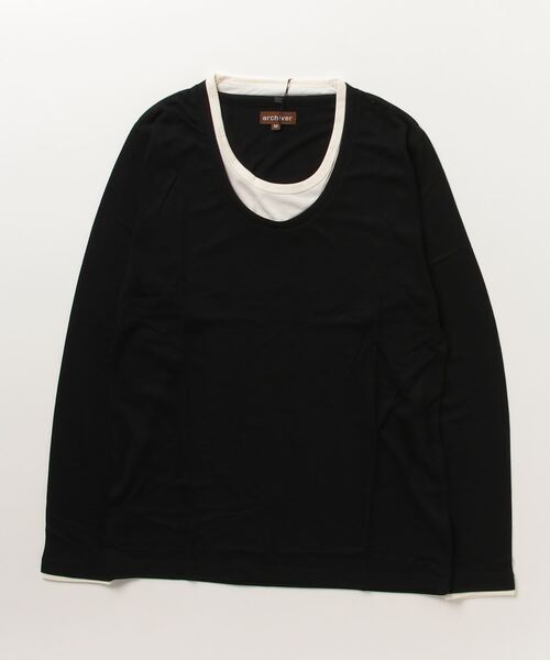Mag.(マグ)の「フェクレイヤード長袖Tシャツ(Tシャツ/カットソー・レディース・ネイビー/ブラック・MEDIUM/LARGE)」の1枚目の写真