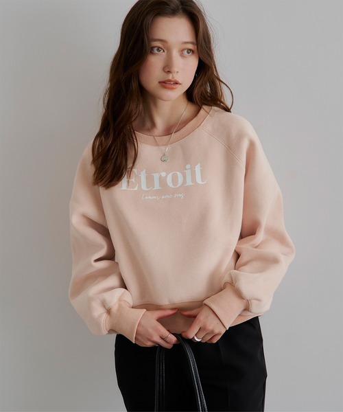titivate（ティティベイト）の「裏起毛ロゴプリントプルオーバー（Tシャツ/カットソー・レディース・ピンク/ネイビー/オートミール/杢グレー・FREE）」の4枚目の写真