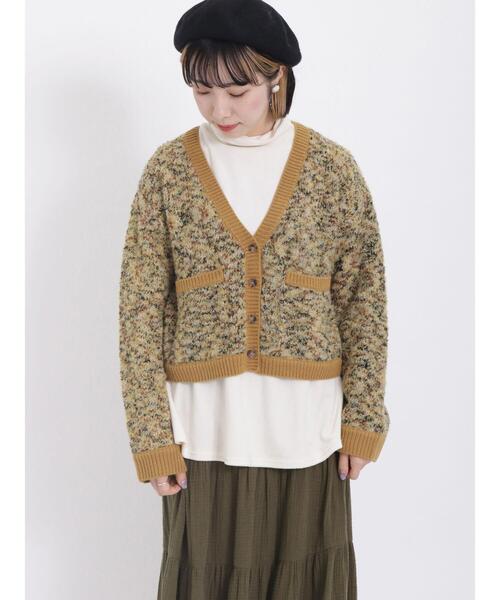 Samansa Mos2(サマンサ モスモス)の「◎MIXブークレーVネックショートカーディガン(カーディガン/ボレロ・レディース・ベージュ/ブラウン/イエロー・F)」の12枚目の写真