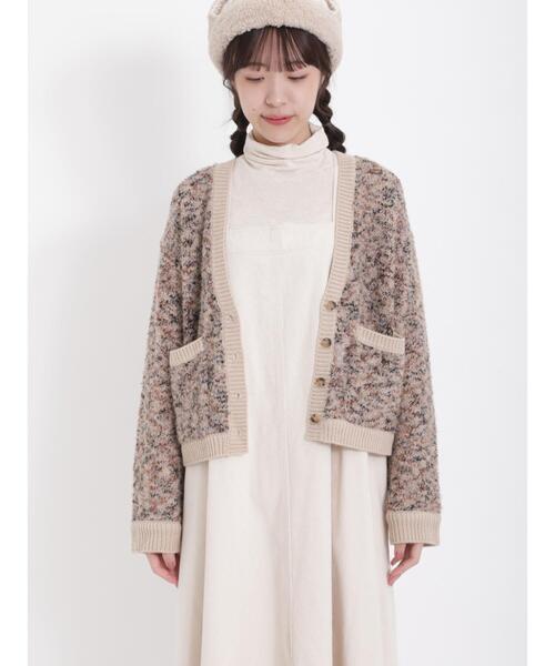 Samansa Mos2(サマンサ モスモス)の「◎MIXブークレーVネックショートカーディガン(カーディガン/ボレロ・レディース・ベージュ/ブラウン/イエロー・F)」の15枚目の写真