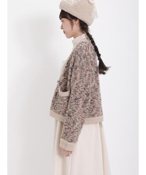 Samansa Mos2(サマンサ モスモス)の「◎MIXブークレーVネックショートカーディガン(カーディガン/ボレロ・レディース・ベージュ/ブラウン/イエロー・F)」の16枚目の写真