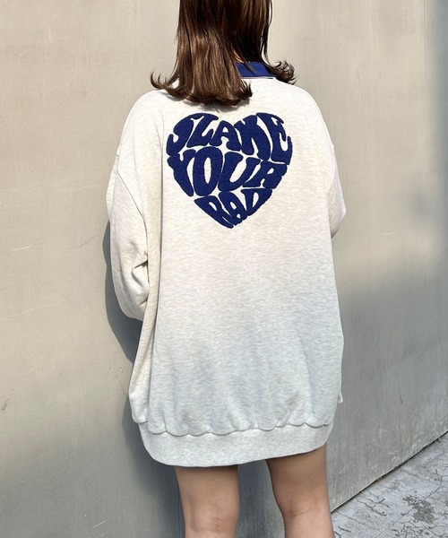 INGNI（イング）の「ハーフZIP襟配色BACKサガラハートチュニック（スウェット・レディース・グレー/チャコールグレー/オートミール・M）」の15枚目の写真