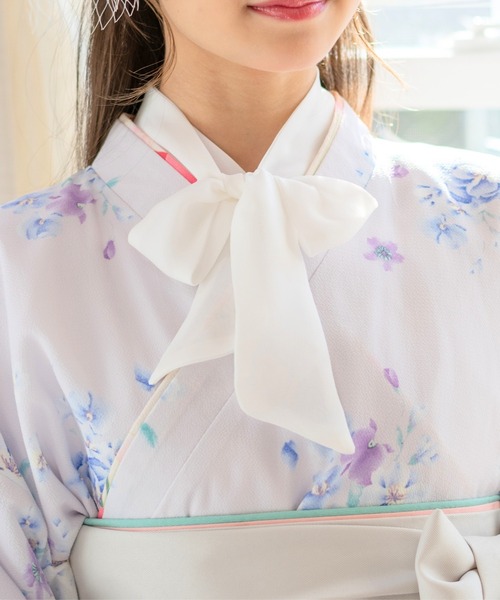 Catherine Cottage(キャサリンコテージ)の「リボン付き半襦袢 lady's(和装小物・レディース・レッド/ベージュ/ブラック/ライラック/グレー/ホワイト系1/ホワイト系2/ホワイト系3・S/M)」の2枚目の写真