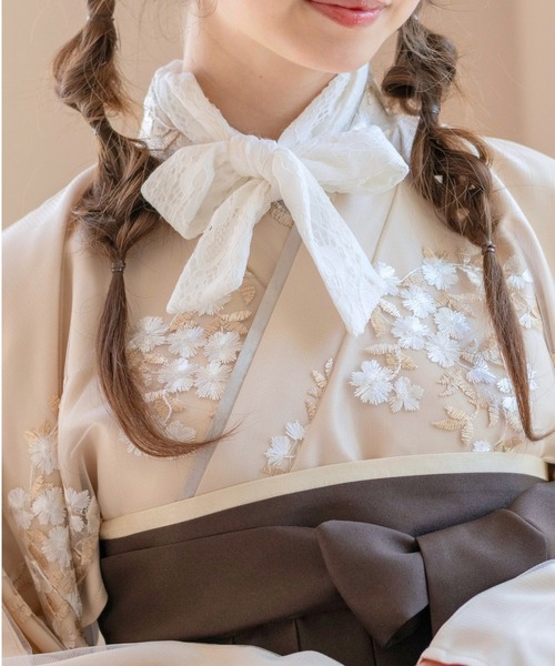 Catherine Cottage(キャサリンコテージ)の「リボン付き半襦袢 lady's(和装小物・レディース・レッド/ベージュ/ブラック/ライラック/グレー/ホワイト系1/ホワイト系2/ホワイト系3・S/M)」の3枚目の写真