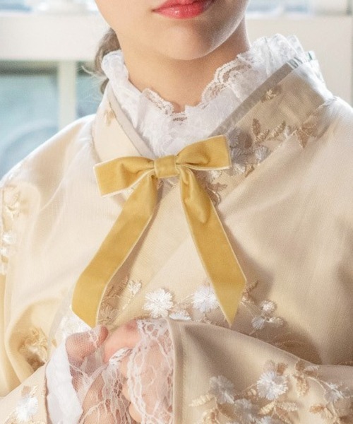 Catherine Cottage(キャサリンコテージ)の「リボン付き半襦袢 lady's(和装小物・レディース・レッド/ベージュ/ブラック/ライラック/グレー/ホワイト系1/ホワイト系2/ホワイト系3・S/M)」の6枚目の写真