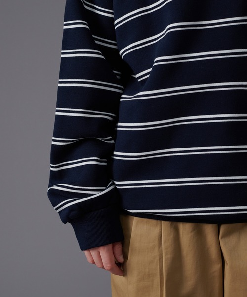 ONCILY(オンシェリー)の「BORDER LOOSE SWEAT / ボーダールーズスウェット(スウェット・メンズ・ネイビー/ベージュ・LARGE/MEDIUM)」の11枚目の写真