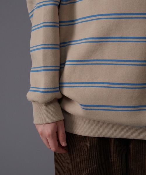 ONCILY(オンシェリー)の「BORDER LOOSE SWEAT / ボーダールーズスウェット(スウェット・メンズ・ネイビー/ベージュ・LARGE/MEDIUM)」の22枚目の写真