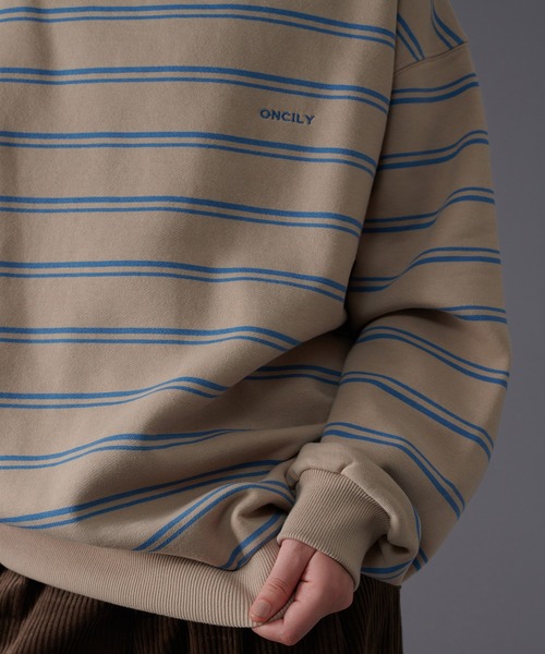 ONCILY(オンシェリー)の「BORDER LOOSE SWEAT / ボーダールーズスウェット(スウェット・メンズ・ネイビー/ベージュ・LARGE/MEDIUM)」の21枚目の写真