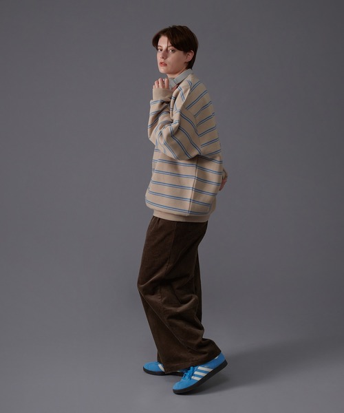 ONCILY(オンシェリー)の「BORDER LOOSE SWEAT / ボーダールーズスウェット(スウェット・メンズ・ネイビー/ベージュ・LARGE/MEDIUM)」の19枚目の写真
