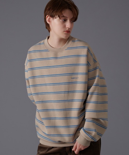 ONCILY(オンシェリー)の「BORDER LOOSE SWEAT / ボーダールーズスウェット(スウェット・メンズ・ネイビー/ベージュ・LARGE/MEDIUM)」の13枚目の写真