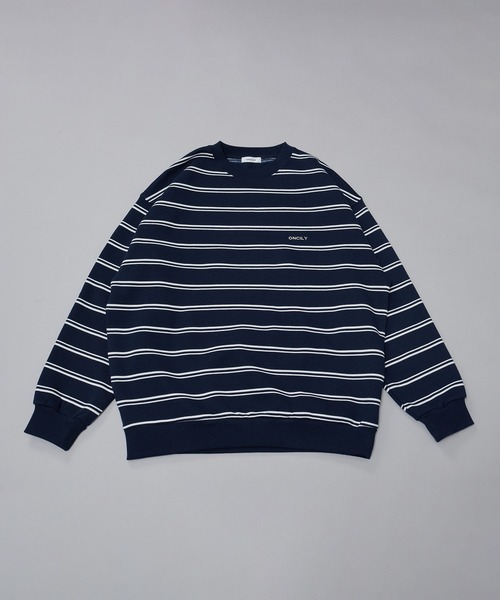 ONCILY(オンシェリー)の「BORDER LOOSE SWEAT / ボーダールーズスウェット(スウェット・メンズ・ネイビー/ベージュ・LARGE/MEDIUM)」の12枚目の写真