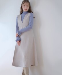 couture brooch | 【オフィスにも使える】Vカットフレアジャンスカ(ワンピース)