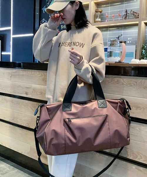 florist(フローリスト)の「【メンズ・レディース兼用】3WAY 防水PU大容量ボストンバッグ/ショルダーバッグ/トラベルバッグ(ボストンバッグ・レディース・ピンクゴールド/ローズ/ブラック/ダークグレー・FREE)」の15枚目の写真