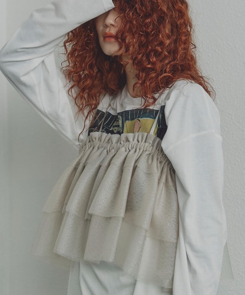 CREOLME（クレオルム）の「(CREOLME)ラメチュールキャミソール（キャミソール・レディース・ブラウン/ホワイト系その他・FREE）」の10枚目の写真