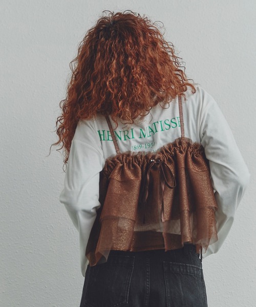 CREOLME（クレオルム）の「(CREOLME)ラメチュールキャミソール（キャミソール・レディース・ブラウン/ホワイト系その他・FREE）」の18枚目の写真