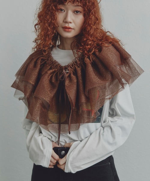 CREOLME（クレオルム）の「(CREOLME)ラメチュールキャミソール（キャミソール・レディース・ブラウン/ホワイト系その他・FREE）」の21枚目の写真