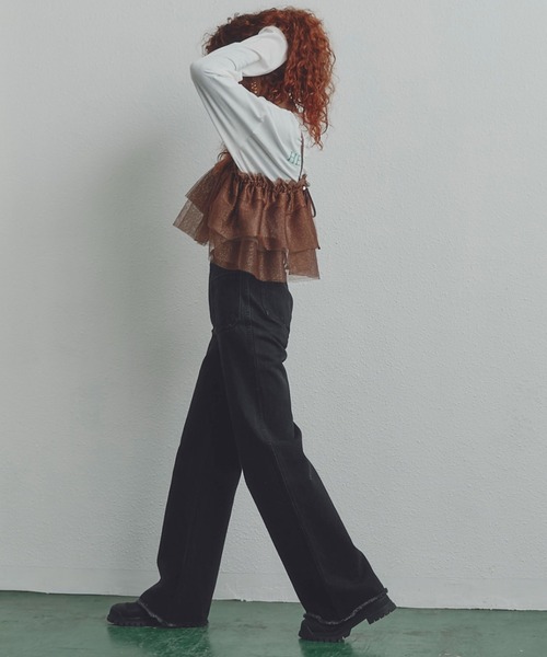 CREOLME（クレオルム）の「(CREOLME)ラメチュールキャミソール（キャミソール・レディース・ブラウン/ホワイト系その他・FREE）」の14枚目の写真