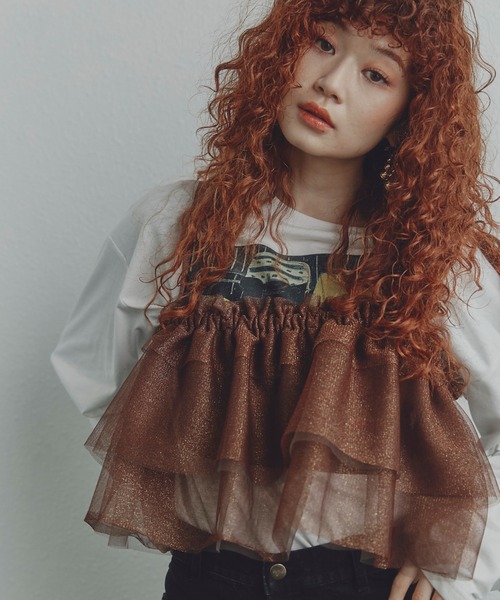 CREOLME（クレオルム）の「(CREOLME)ラメチュールキャミソール（キャミソール・レディース・ブラウン/ホワイト系その他・FREE）」の16枚目の写真