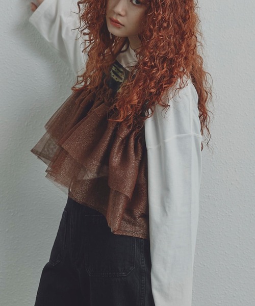 CREOLME（クレオルム）の「(CREOLME)ラメチュールキャミソール（キャミソール・レディース・ブラウン/ホワイト系その他・FREE）」の17枚目の写真