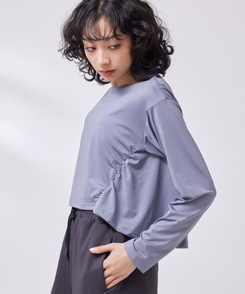 NERGY(ナージー)の「シャーリングロングスリーブTシャツ(Tシャツ/カットソー・レディース・ブラック/キナリ/ブルー系その他4・FREE)」の3枚目の写真