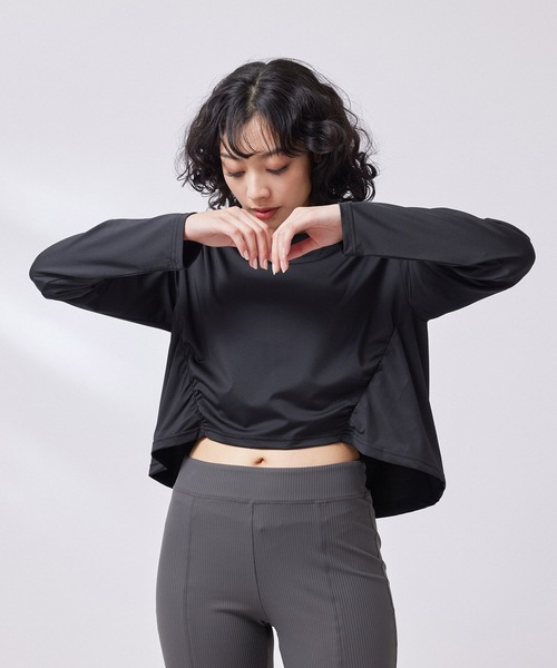 NERGY(ナージー)の「シャーリングロングスリーブTシャツ(Tシャツ/カットソー・レディース・ブラック/キナリ/ブルー系その他4・FREE)」の1枚目の写真