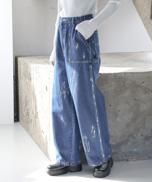 LEPSIM（レプシィム）の「箔ペインターデニムパンツ　987517（デニムパンツ・レディース・インディゴブルー/ライトブルー・FREE）」の6枚目の写真