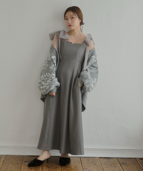 ECREL（エクレール）の「チュールリボンキャミワンピース（ワンピース・レディース・グレー/ブラック/ブラウン・FREE）」の6枚目の写真
