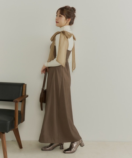 チュールカシュリボンキャミワンピース セール】チュールリボンキャミワンピース（ワンピース）｜ECREL