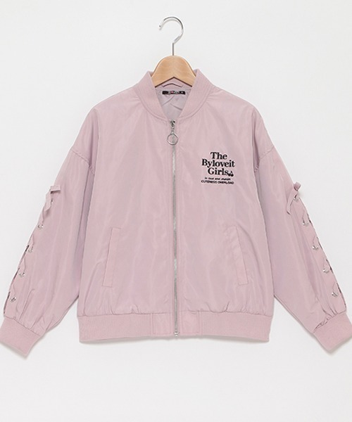 by LOVEiT（バイラビット）の「レースアップブルゾン（MA-1・キッズ・ブラック/カーキ/ラベンダー・130cm/140cm/150cm/160cm/120cm）」の6枚目の写真