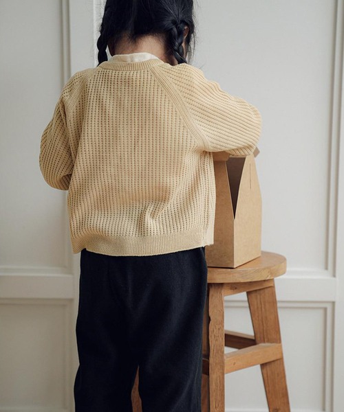 aBity select(アビティセレクト)の「【ビエンナビエン】ワッフルニットカーディガン(カーディガン/ボレロ・キッズ・ベージュ/チャコールグレー・100/130/90/110/120)」の12枚目の写真