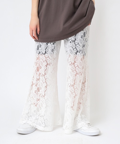 RNA(アールエヌエー)の「R4194 ペイズリーレースフレアパンツ(その他パンツ・レディース・ブラック/ライム/ホワイト・MEDIUM)」の1枚目の写真