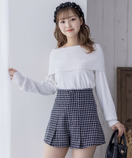 clear（クリア）の「オフショル長袖ニットトップス［フェミニン