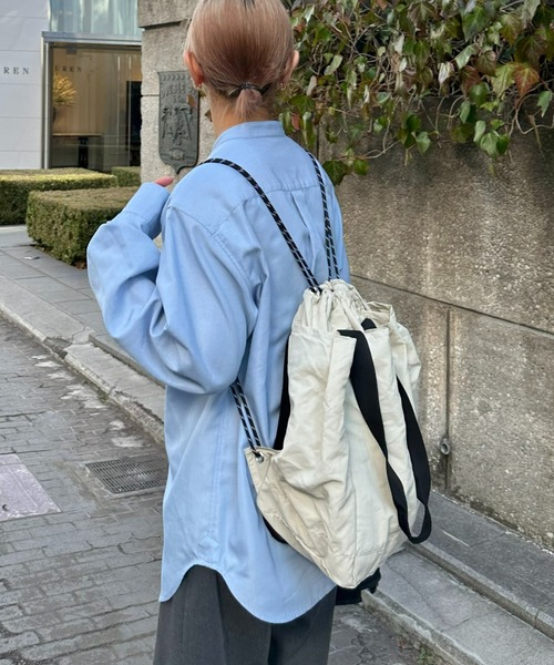 CIAOPANIC TYPY(チャオパニックティピー)の「2WAYナイロンナップサック(バックパック/リュック・メンズ・ブラック/グレー/アイボリー/カーキ・ONE SIZE)」の5枚目の写真