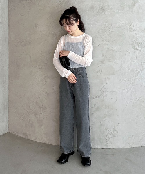 feepur(フェピュール)の「パワーネットスラブシアートップス(Tシャツ/カットソー・レディース・ブルーグレー/ピンク/ブラック/オフホワイト・MEDIUM)」の5枚目の写真